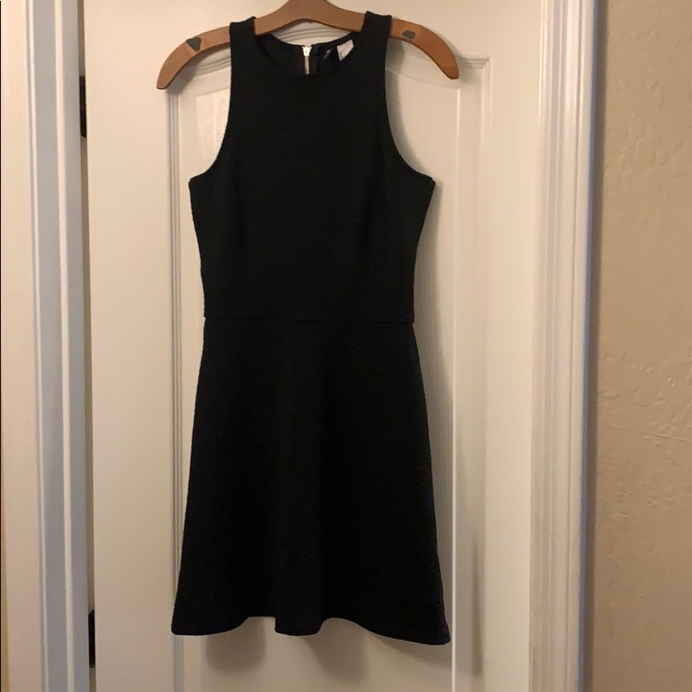 H&M black textured back cut outs skater dress. Sz4